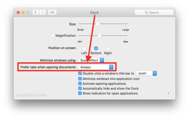 Establecer siempre pestañas para aplicaciones Mac