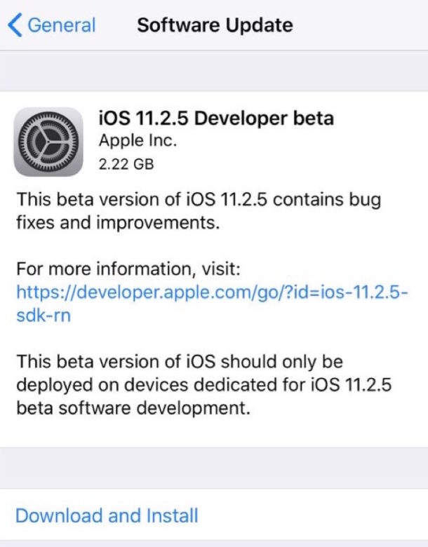 Descargar iOS 11.2.5 beta 1