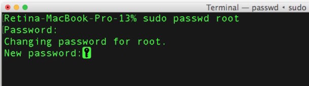 No detenga la conexión raíz de la contraseña, sino en macOS High Sierra desde la línea de comandos