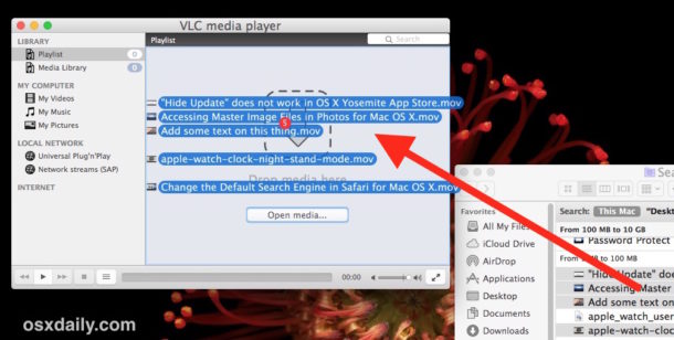 Arrastra y suelta videos en VLC