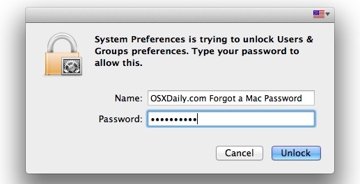 Restablecer una contraseña olvidada de Mac OS X con una ID de Apple