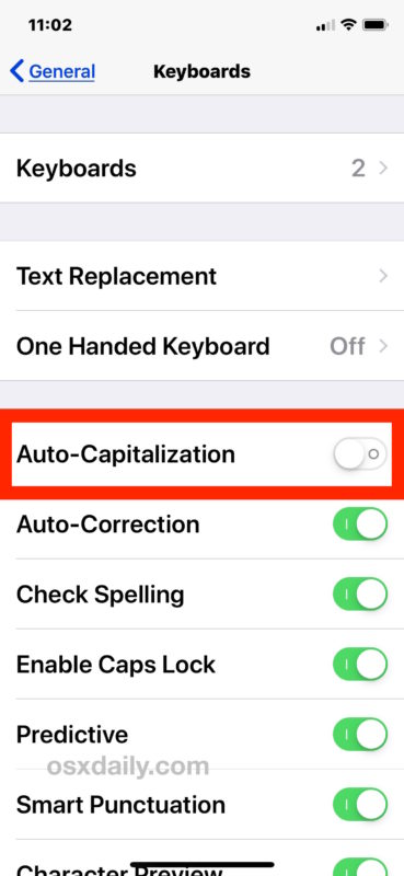 Cómo desactivar el uso automático de mayúsculas en las palabras en iOS