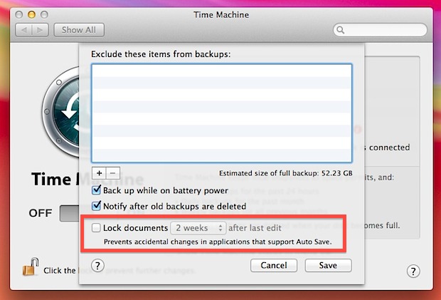Deshabilitar el bloqueo de archivos en OS X Lion