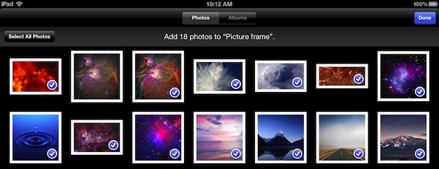 agregar imágenes al marco de fotos del iPad