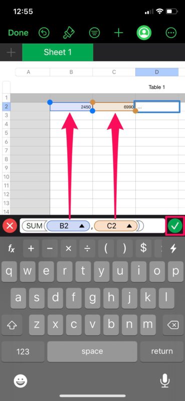 Cómo usar fórmulas en hojas de cálculo numéricas en iPhone y iPad