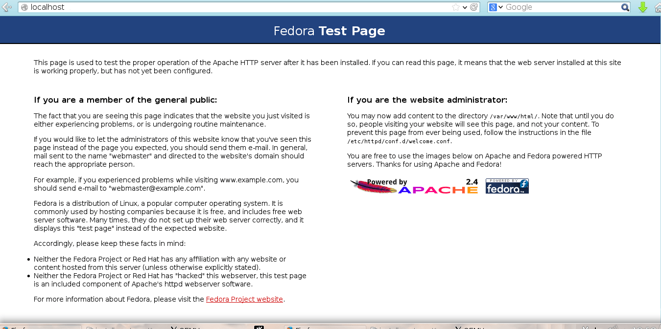 Página predeterminada de Apache que se ejecuta desde el contenedor Docker