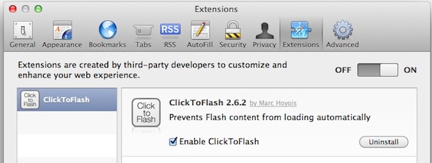 Complemento de bloqueo de flash de Safari