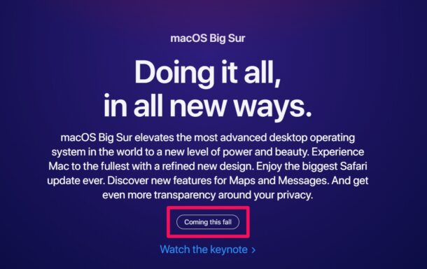 Fecha de lanzamiento de macOS Big Sur