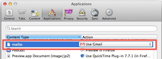 Correo electrónico de Gmail predeterminado con Firefox