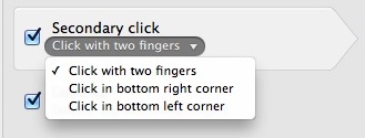     Opciones de clic secundario en Mac OS X. 