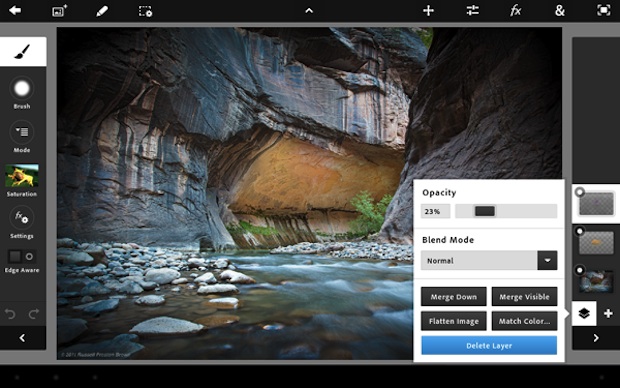 Captura de pantalla de Photoshop Touch para iPad