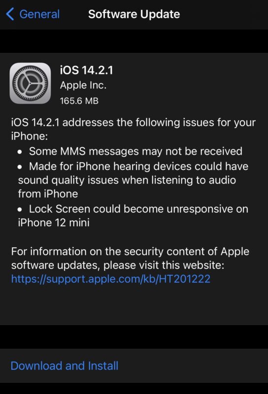 Actualización de IOS 14.2.1