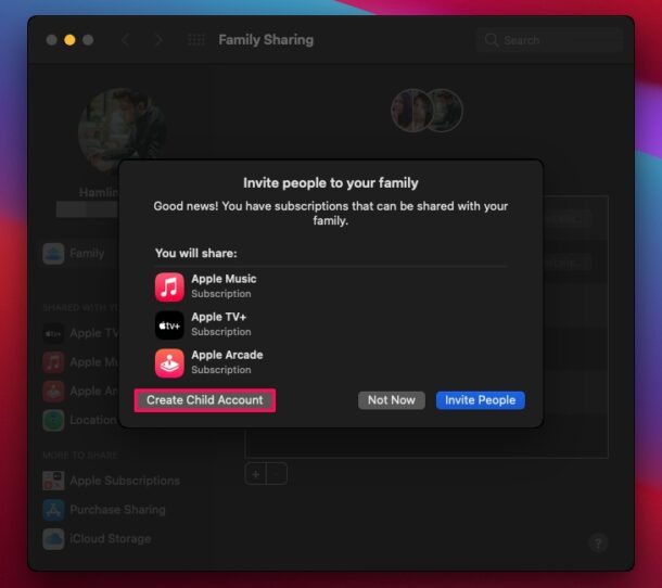 Cómo crear una cuenta infantil para compartir en familia en Mac