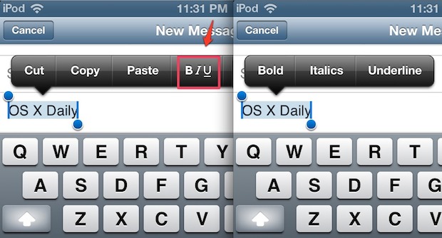 Ponga el texto en negrita, cursiva o subrayado en iOS Mail