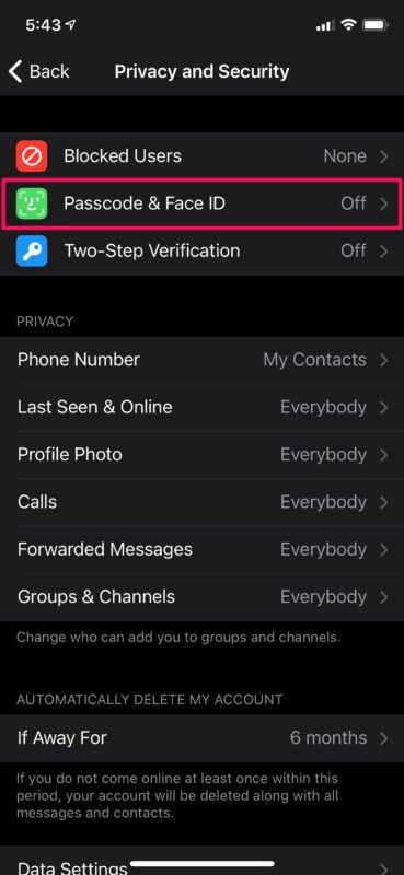 Cómo bloquear los chats de Telegram con Face ID en iPhone