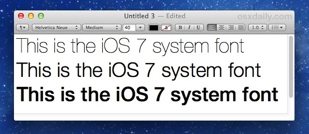 Fuente del sistema Helvetica Neue iOS