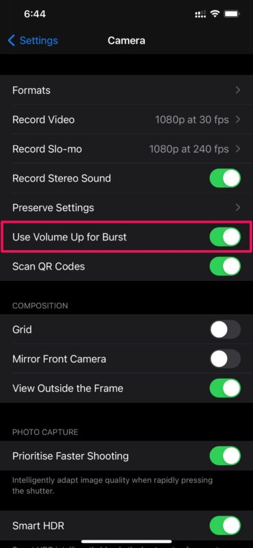 Cómo usar los botones de volumen para la cámara QuickTake y el estante de video en iPhone y iPad