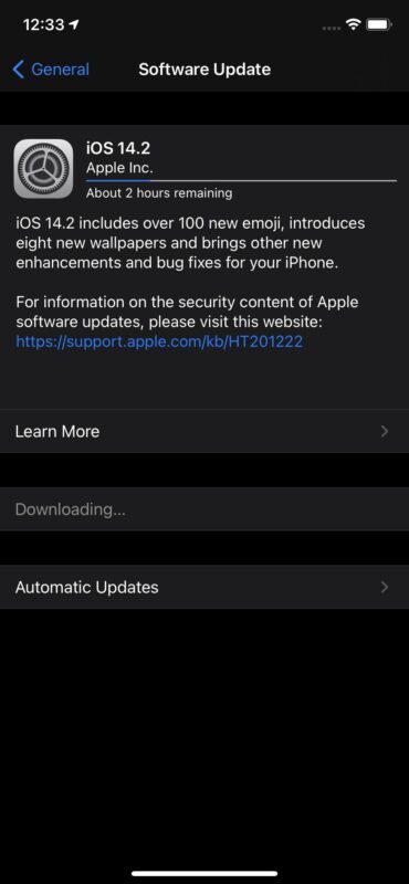 descargando la actualización de iOS 14.2