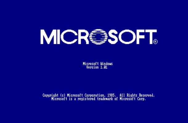 Pantalla de inicio de Microsoft Windows 1.0