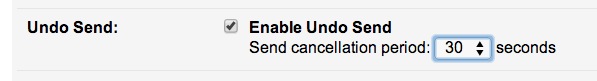 Ajuste el período de revocación de Cancelar envío de correo electrónico en las opciones de Gmail