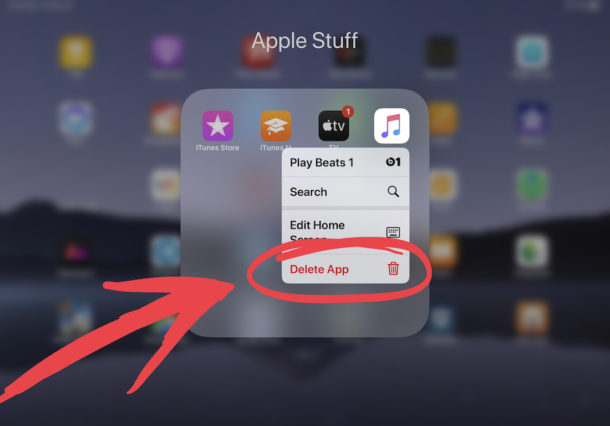 Cómo eliminar aplicaciones de iPad y iPhone con la opción de menú contextual