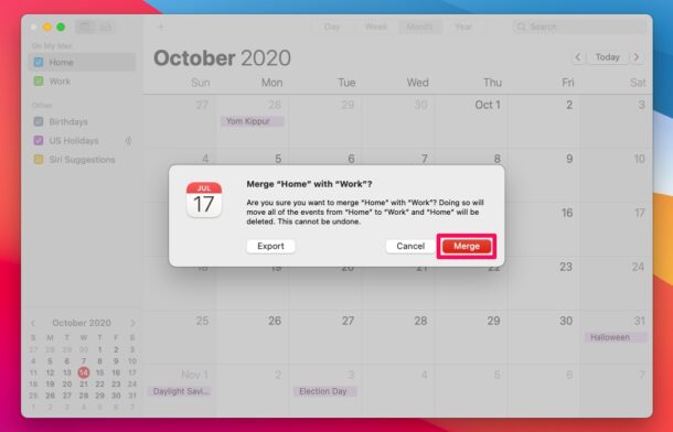 Cómo combinar calendarios en Mac