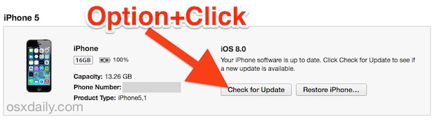 Cambie a iOS 8 actualizando con archivos IPSW