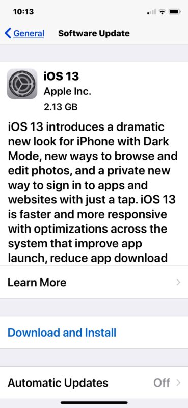 Descargue e instale iOS 13