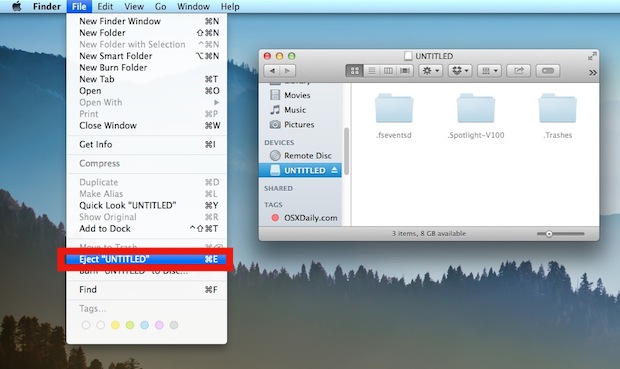 Extraiga un disco de forma segura extrayéndolo correctamente en Mac OS X.
