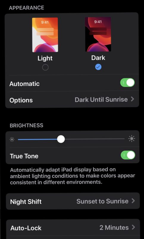 Modo oscuro en iOS 13