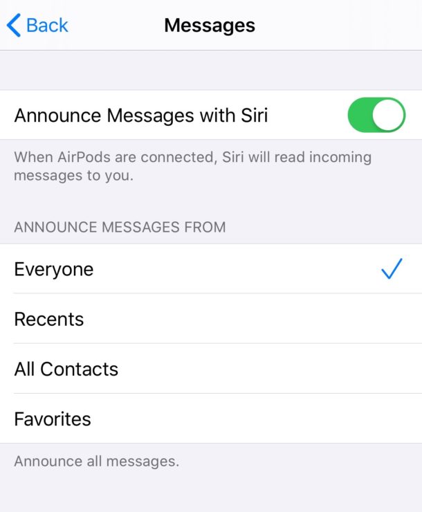 Anunciar mensajes de Siri en AirPods con iPhone