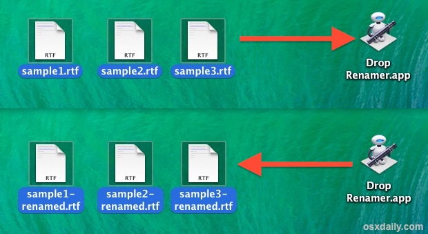 Cambiar el nombre de los archivos con una utilidad de arrastrar y soltar en Mac OS X