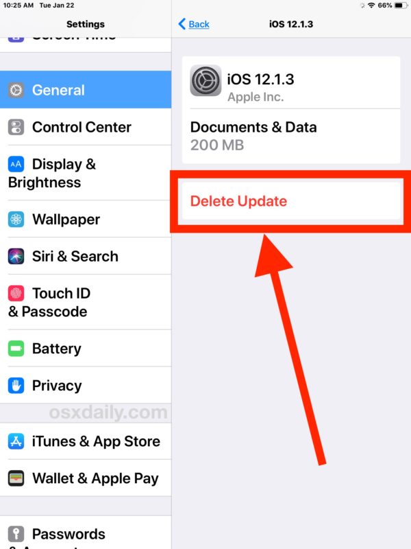 Deje de descargar la actualización de iOS antes de instalar