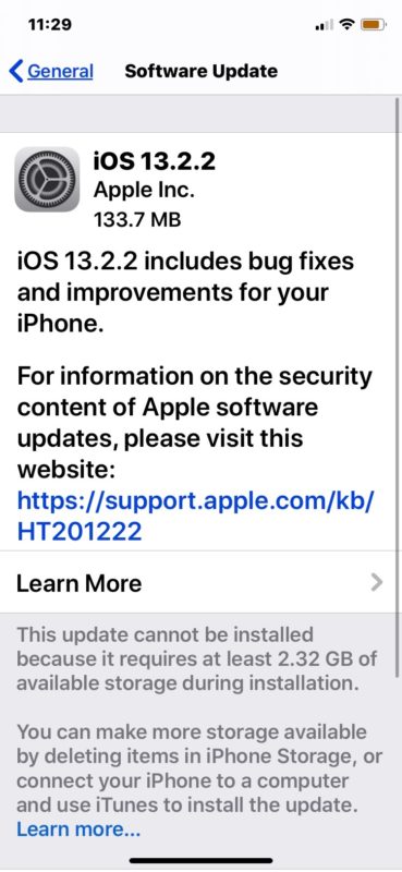 Descargar la actualización de iOS 13.2.2