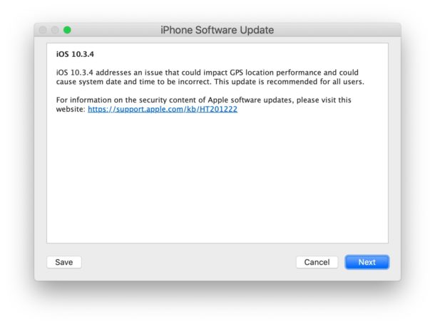 Detalles iOS 10.3.4 para iPhone 5
