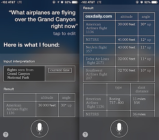 Mira aviones volando por encima de Siri en tu iPhone