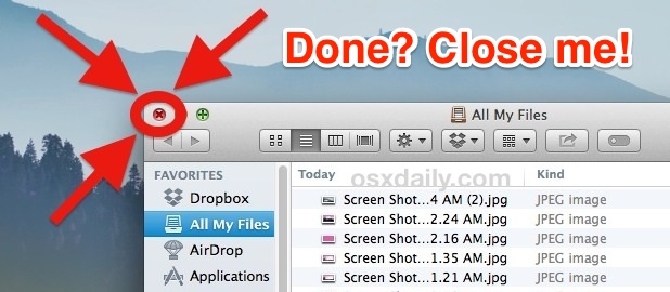 Cierre todos mis archivos cuando haya terminado con OS X.