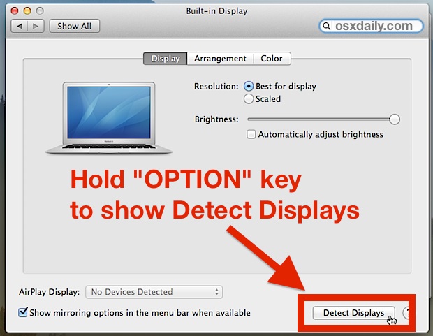 Mostrar las impresiones de detección en el panel de visualización de Mac