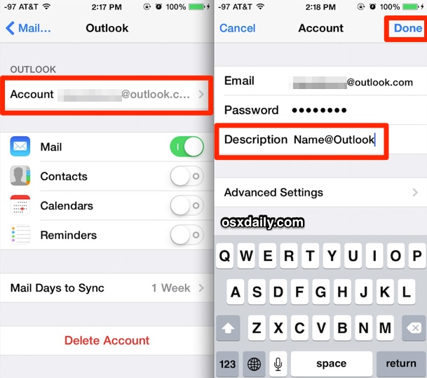Cambie el nombre de su cuenta de correo electrónico de iOS a iOS