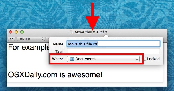 Mover un archivo a Mac OS X desde la barra de título de la ventana
