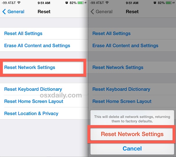 Cómo restablecer la configuración de red en iOS en iPhone