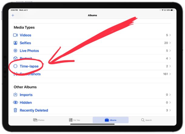 Acceda a videos de lapso de tiempo grabados en su iPad
