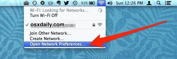 Abra Preferencias de red en Mac OS X desde la barra de menú 
