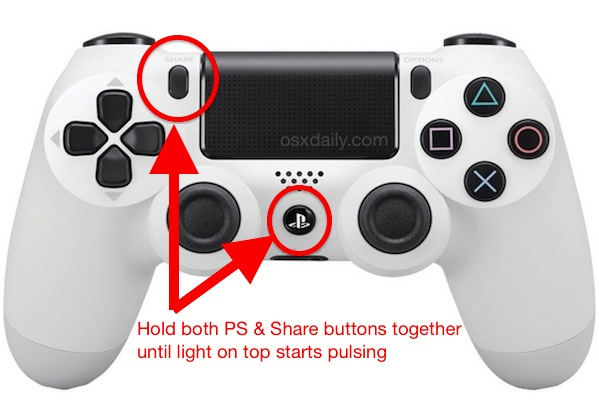 Conecte el controlador de PS4 a la Mac colocándolo en modo de emparejamiento