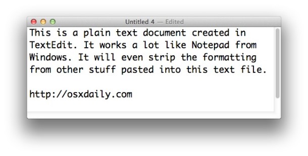 Hacer que TextEdit en una Mac se vea como el Bloc de notas en Windows