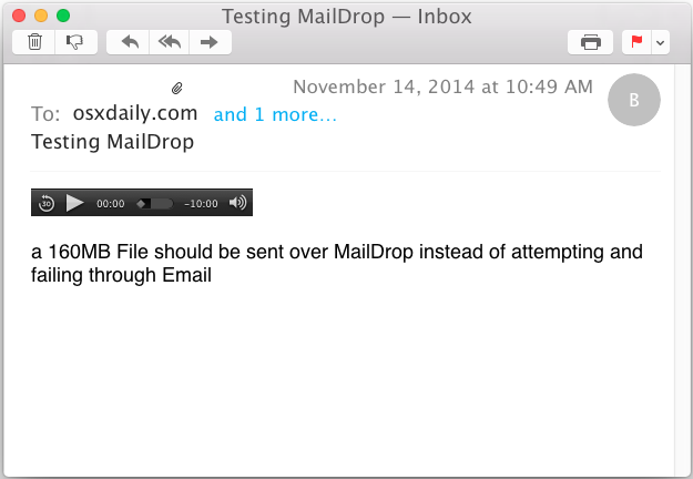 Recibir un archivo Mail Drop en Mac OS X Mail