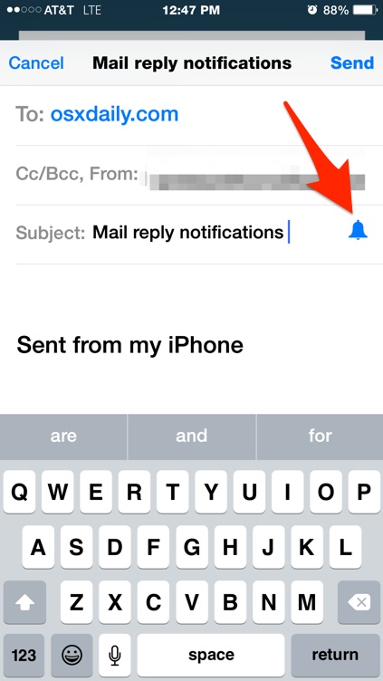 Las notificaciones por correo electrónico están habilitadas para un correo electrónico específico en la aplicación de correo de iOS
