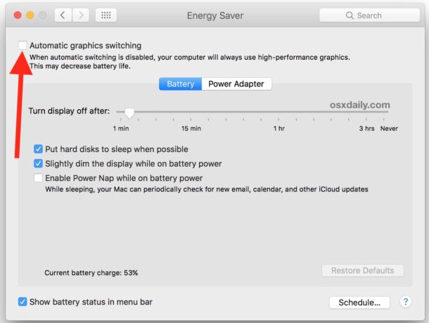 Desactive el cambio automático de gráficos en su MacBook Pro