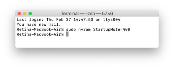 Encienda la campana de inicio en Mac más nuevas con un comando de terminal
