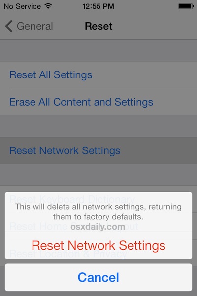Reinicie iOS eliminando la configuración de red